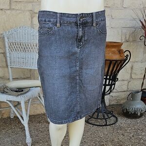 Calvin Klein Jeans Distressed Gray Denim Pencil Skirt Stitching Size 10